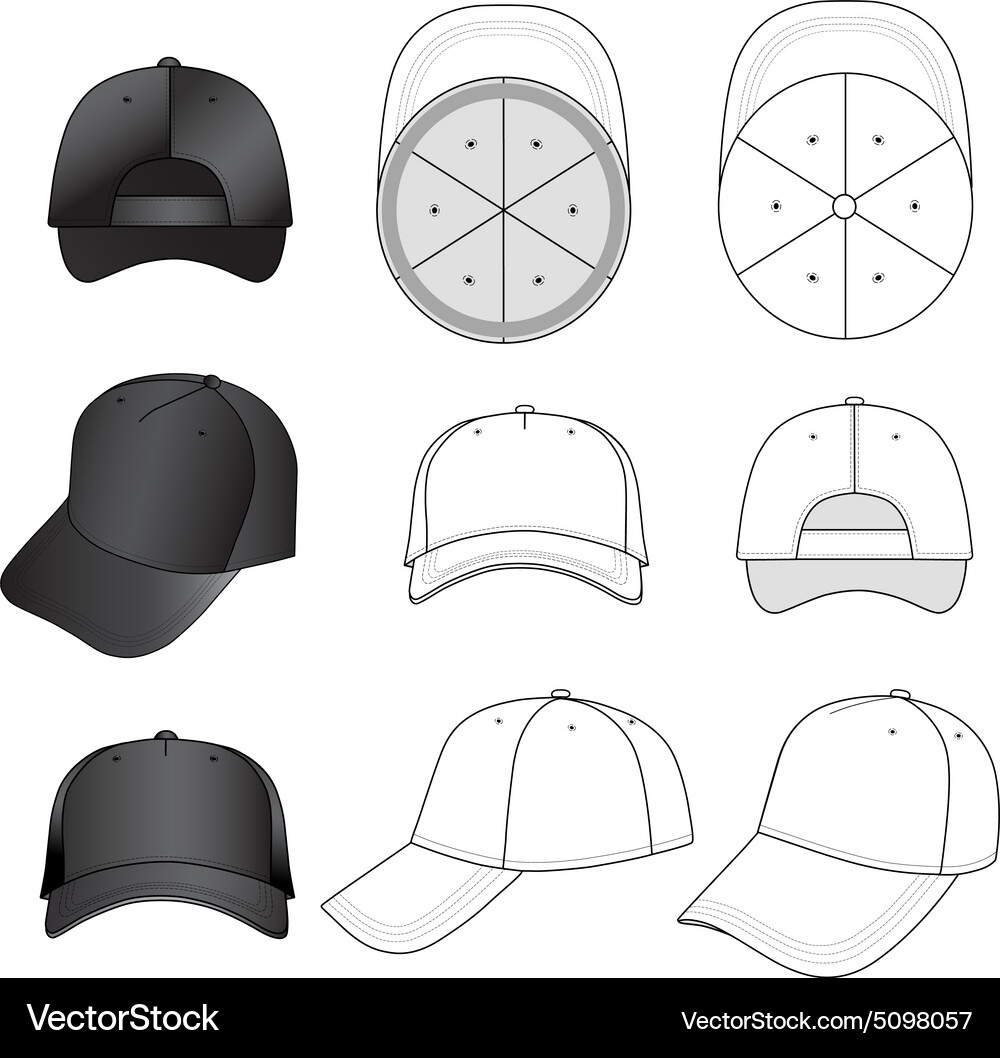 Baseball Cap Template Outline Royalty Free Vector VectorStock