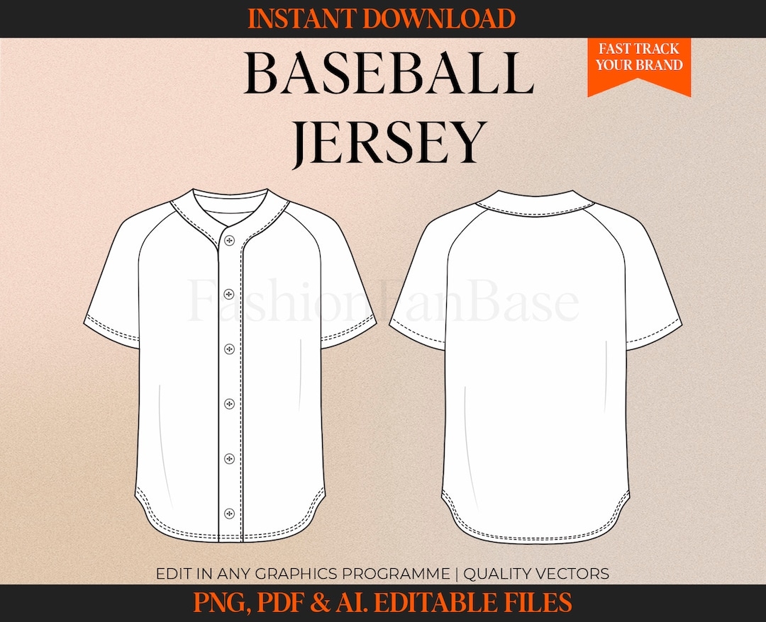 Baseball Jersey Tech Drawing Streetwear Drawing Tech Pack Template Fashion Flat Clothing Design Fashion Design Clothing Vector Etsy