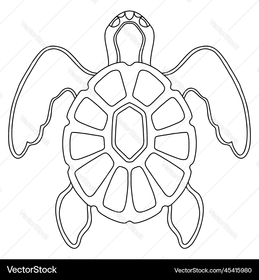 Beautiful Sea Turtle Coloring Template Royalty Free Vector VectorStock