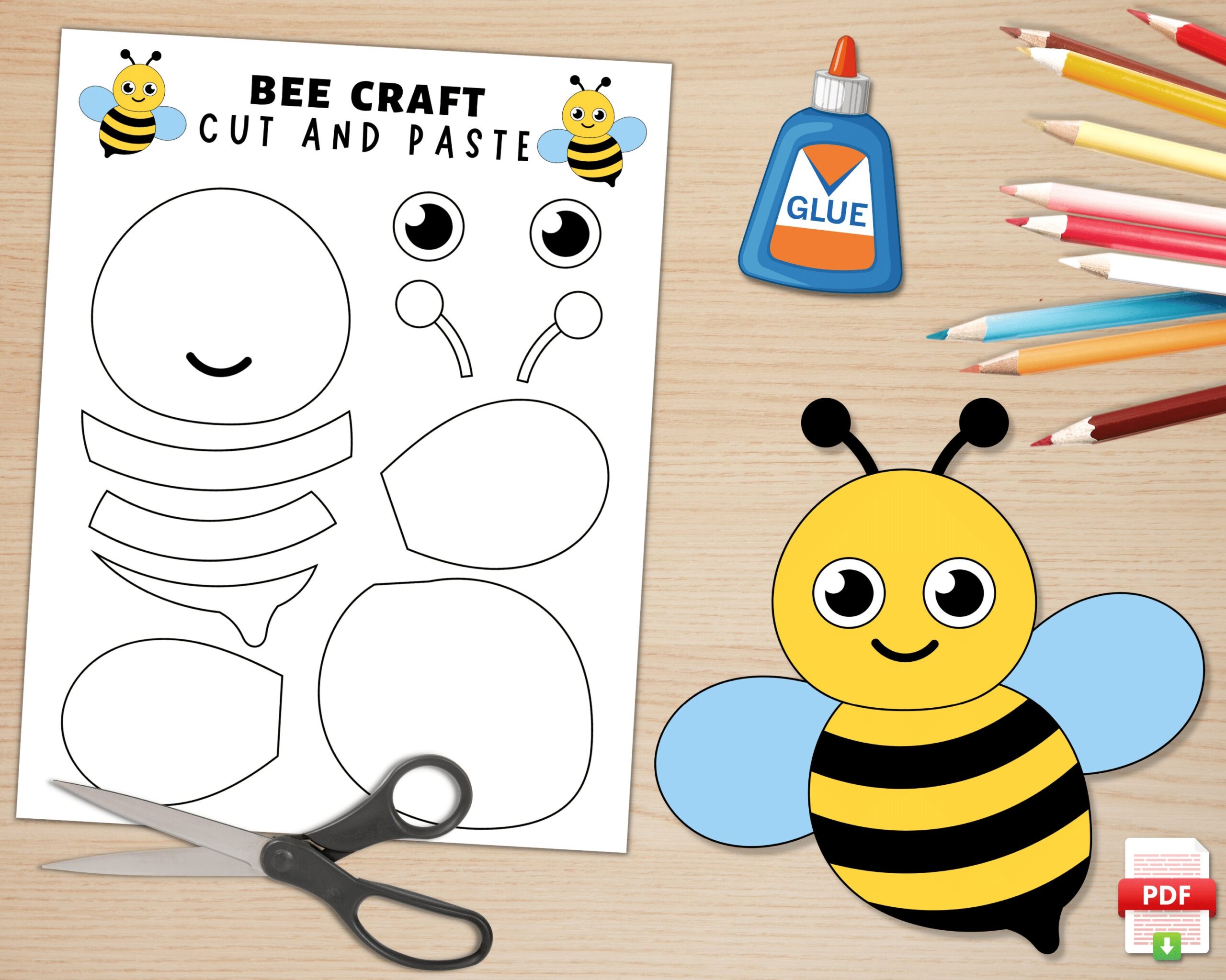 printable bee craft template