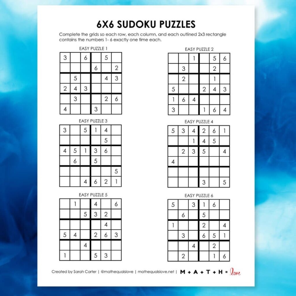 printable sudoku puzzles pdf