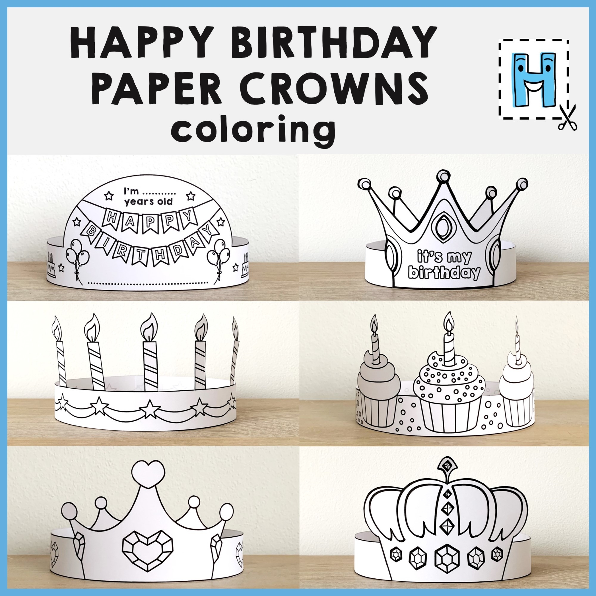 Best Birthday Crown Template For Boy Hotsell Happy Birthday Paper Crowns Headbands Hats Printable Coloring