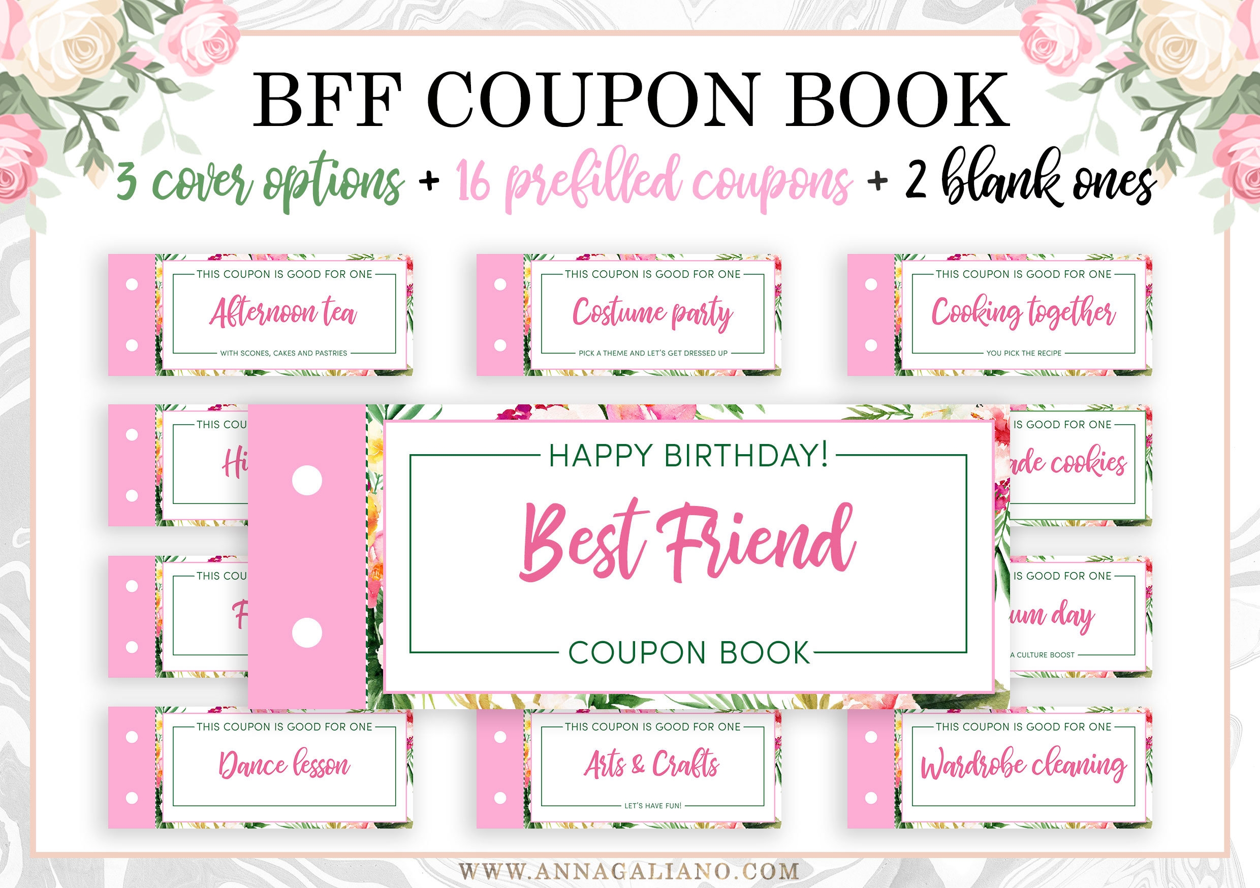 Best Friends Gift Coupon Book Printable Coupons Birthday Gift Ideas BFF Coupon Book DIY Friendship Coupons Female Friend BFF Gifts Etsy