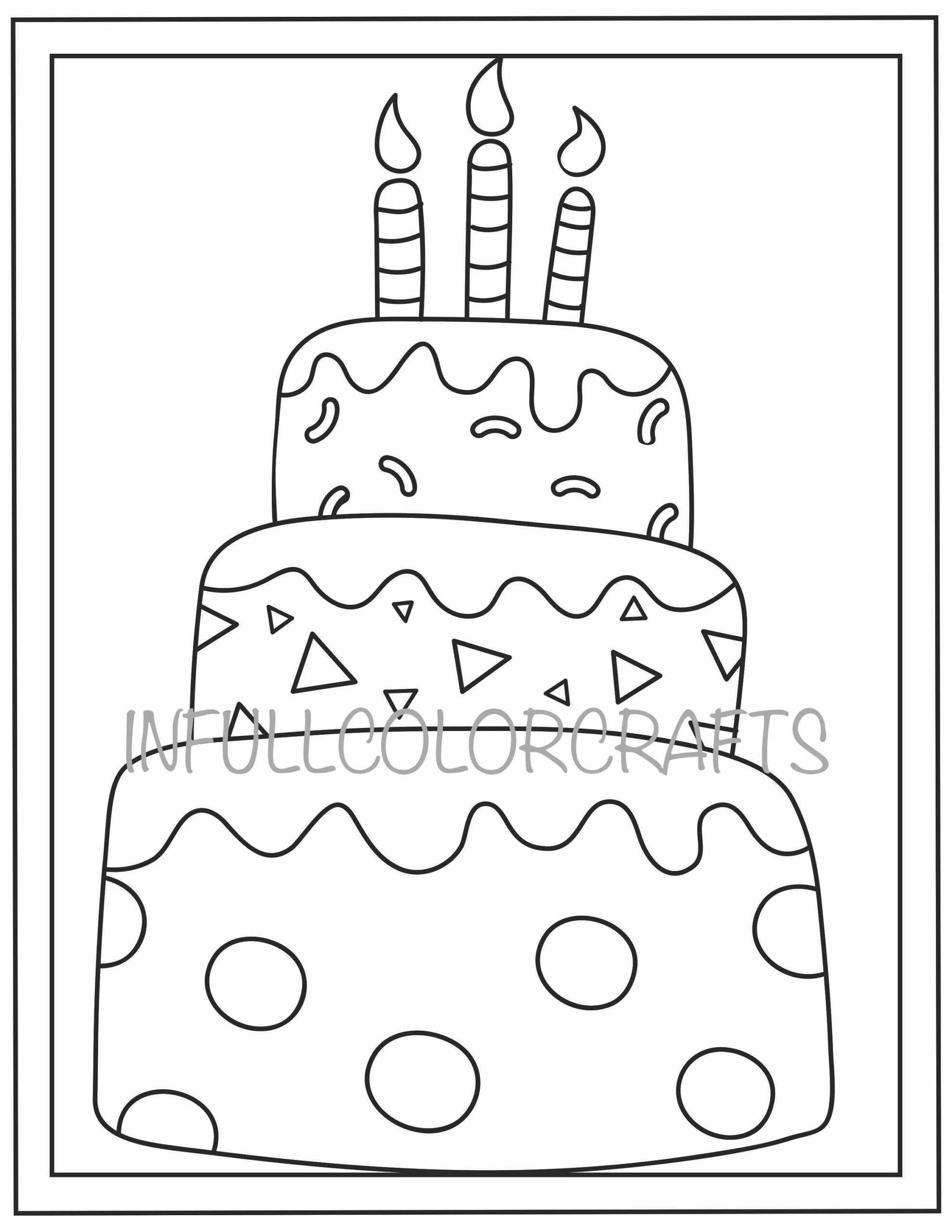 colouring pages birthday cake