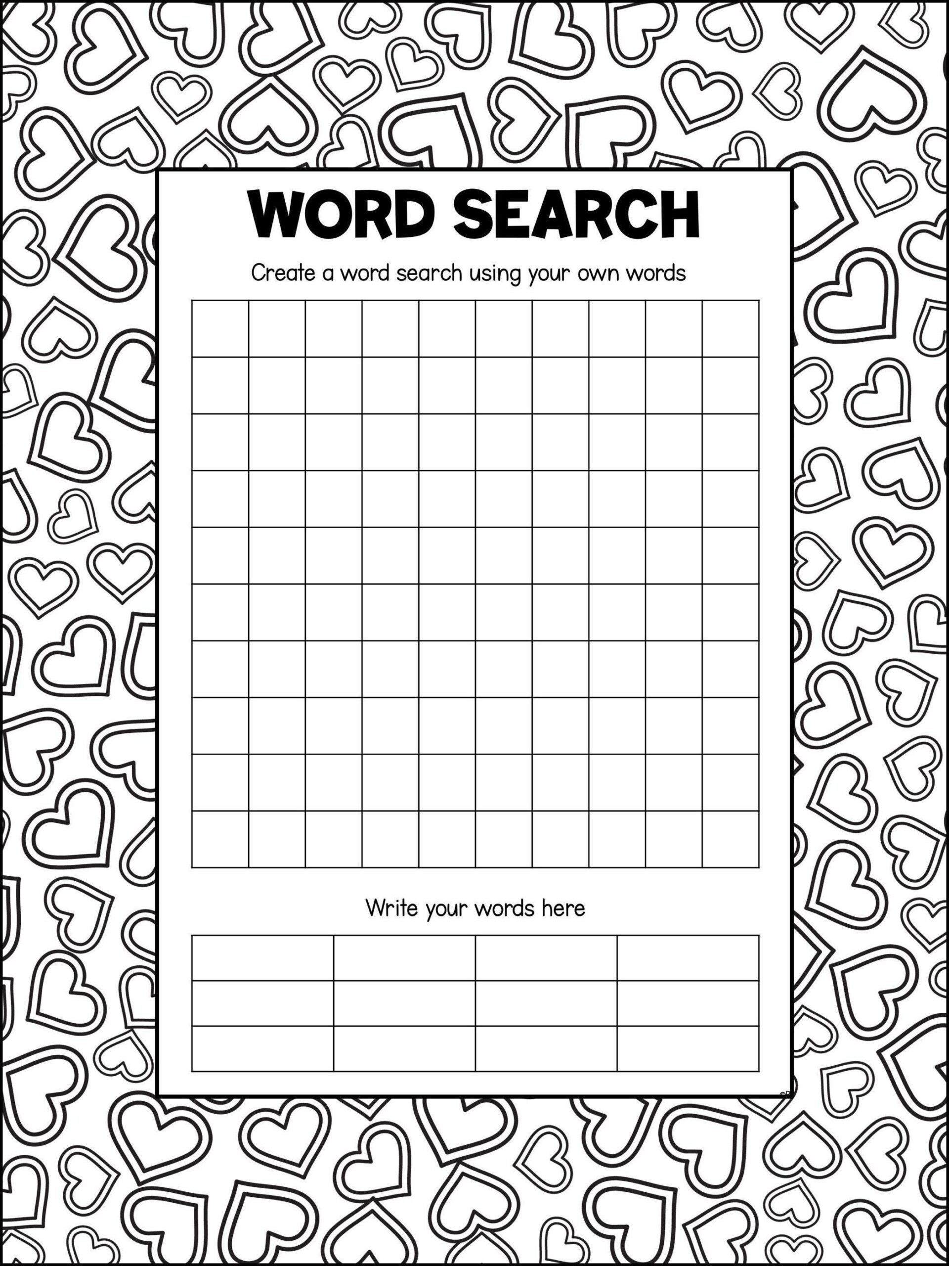 Blank Word Search Template Printable Puzzle Pages PDF Download Etsy