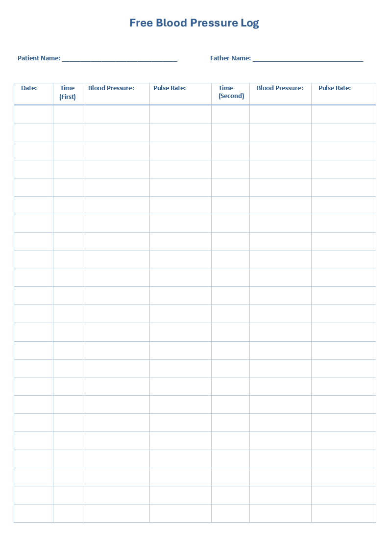 printable blood pressure log sheet pdf