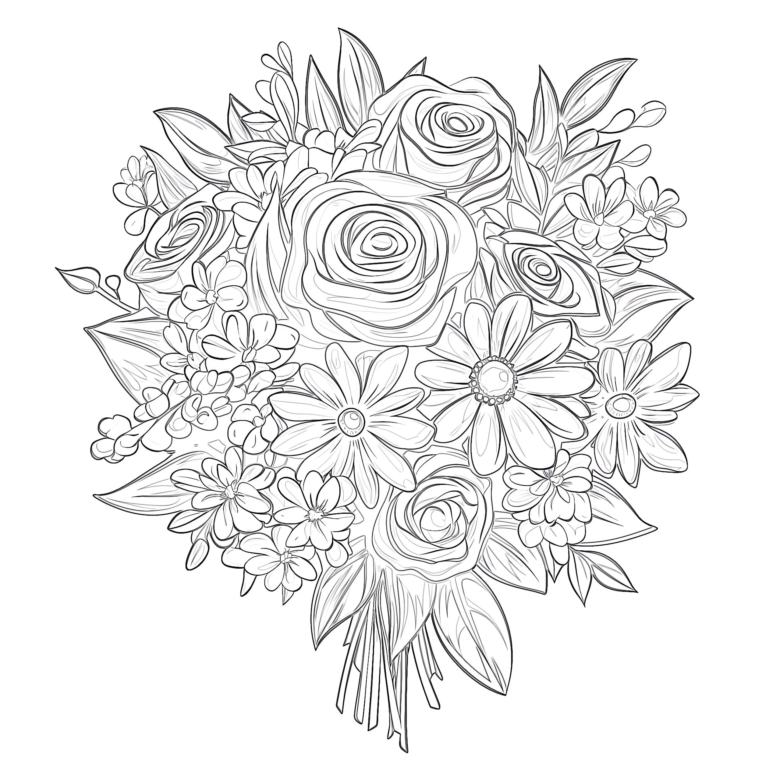 Bouquet Of Flowers Coloring Page Coloring Pages Mimi Panda
