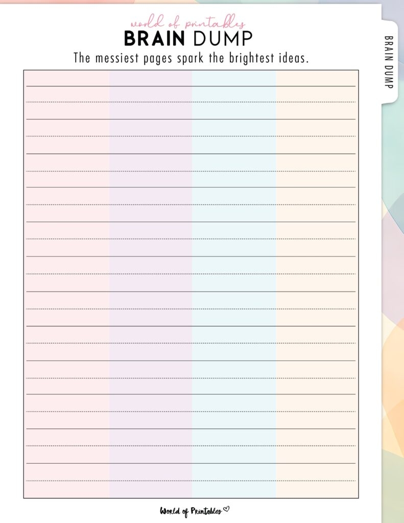free printable brain dump template