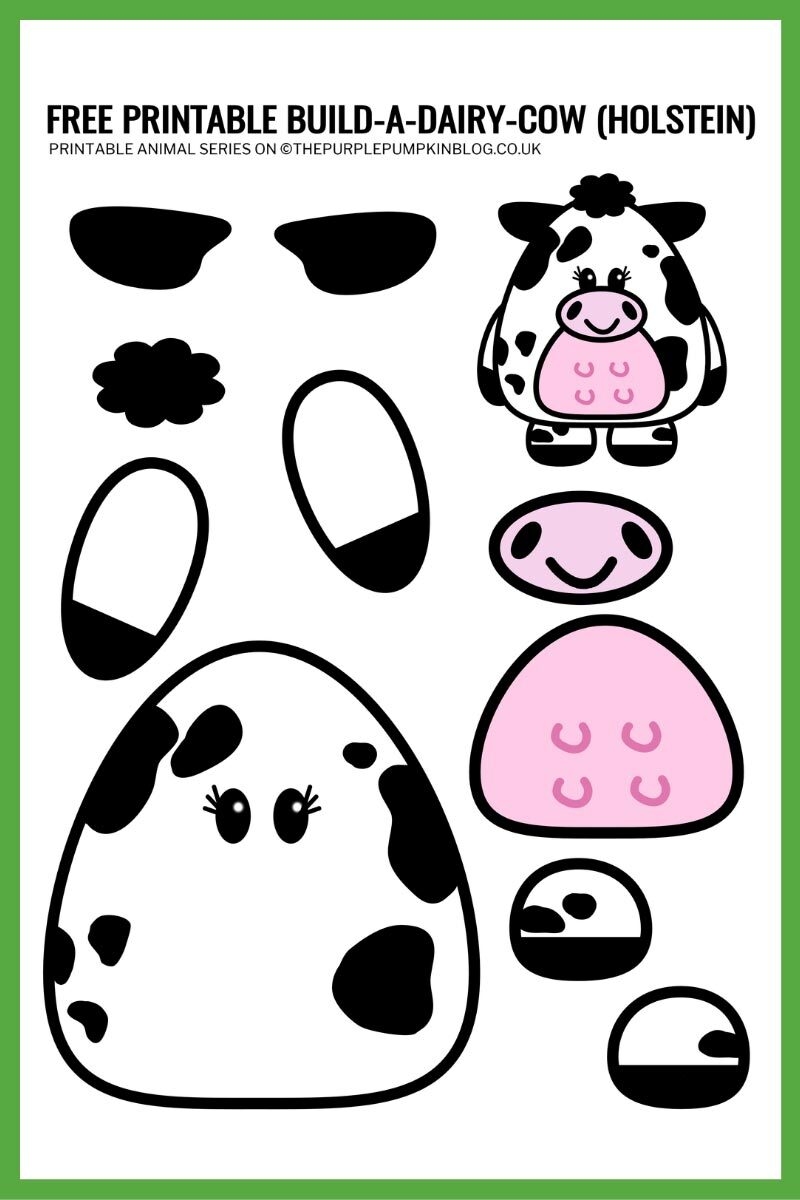 Build A Cow Holstein Dairy Cow Bull Free Printable Templates 