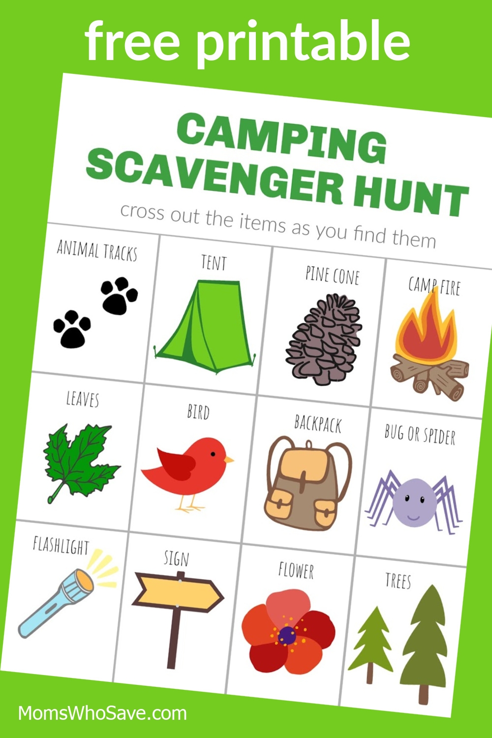 free printable camping scavenger hunt pdf