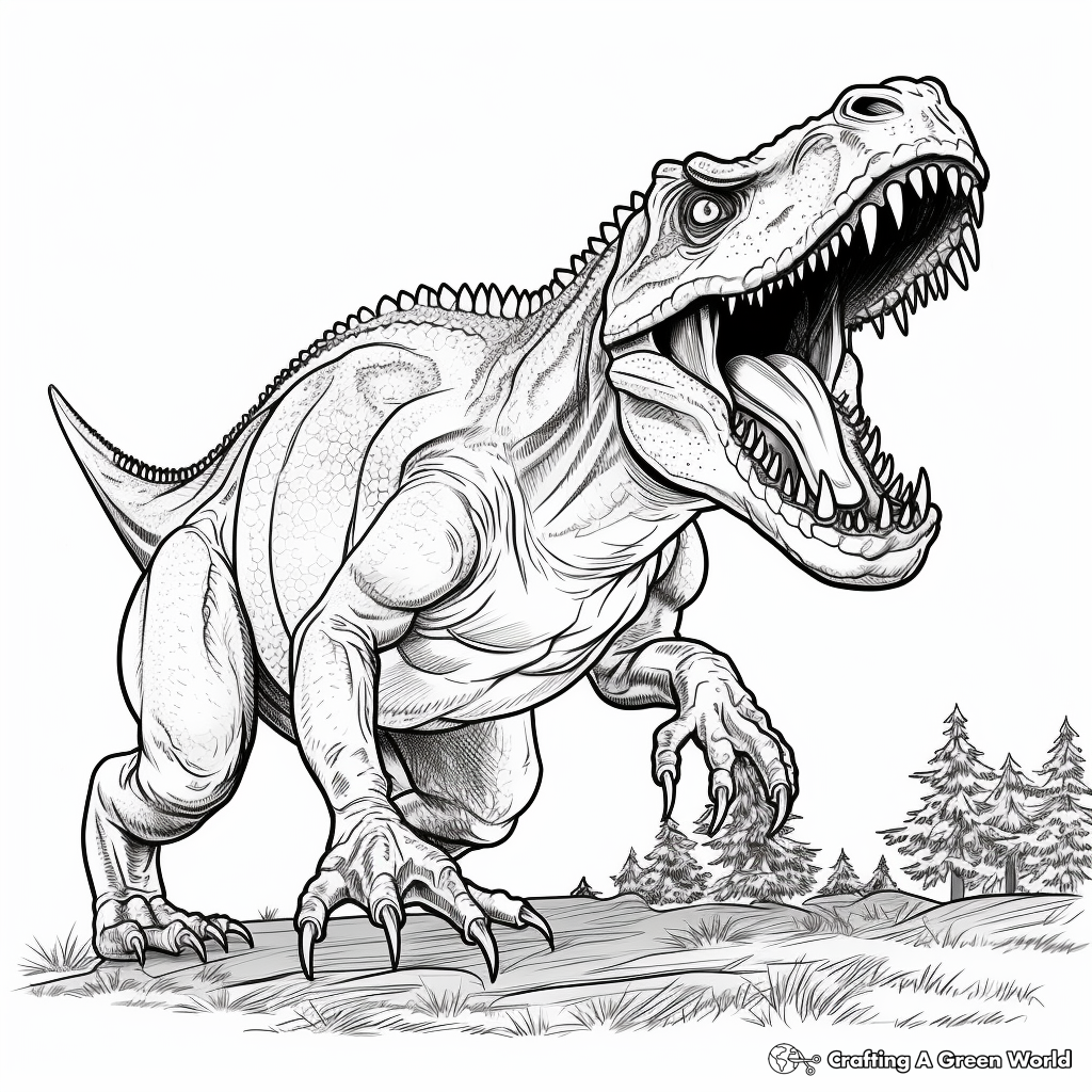 how to draw fierce dinosaur printable
