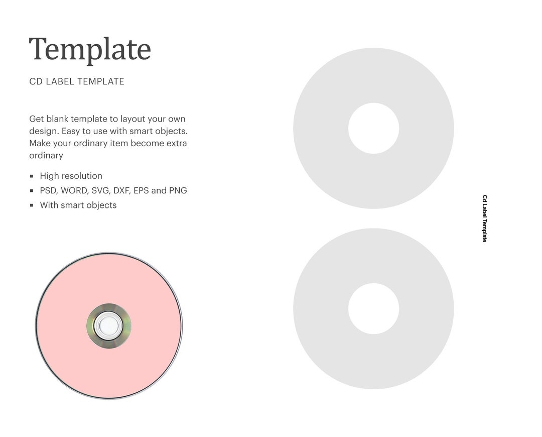 CD Label Template DVD Blank Label Template CD Blank Label Template Cricut Silhouette Silhouette Studio Paper Size Letter Etsy