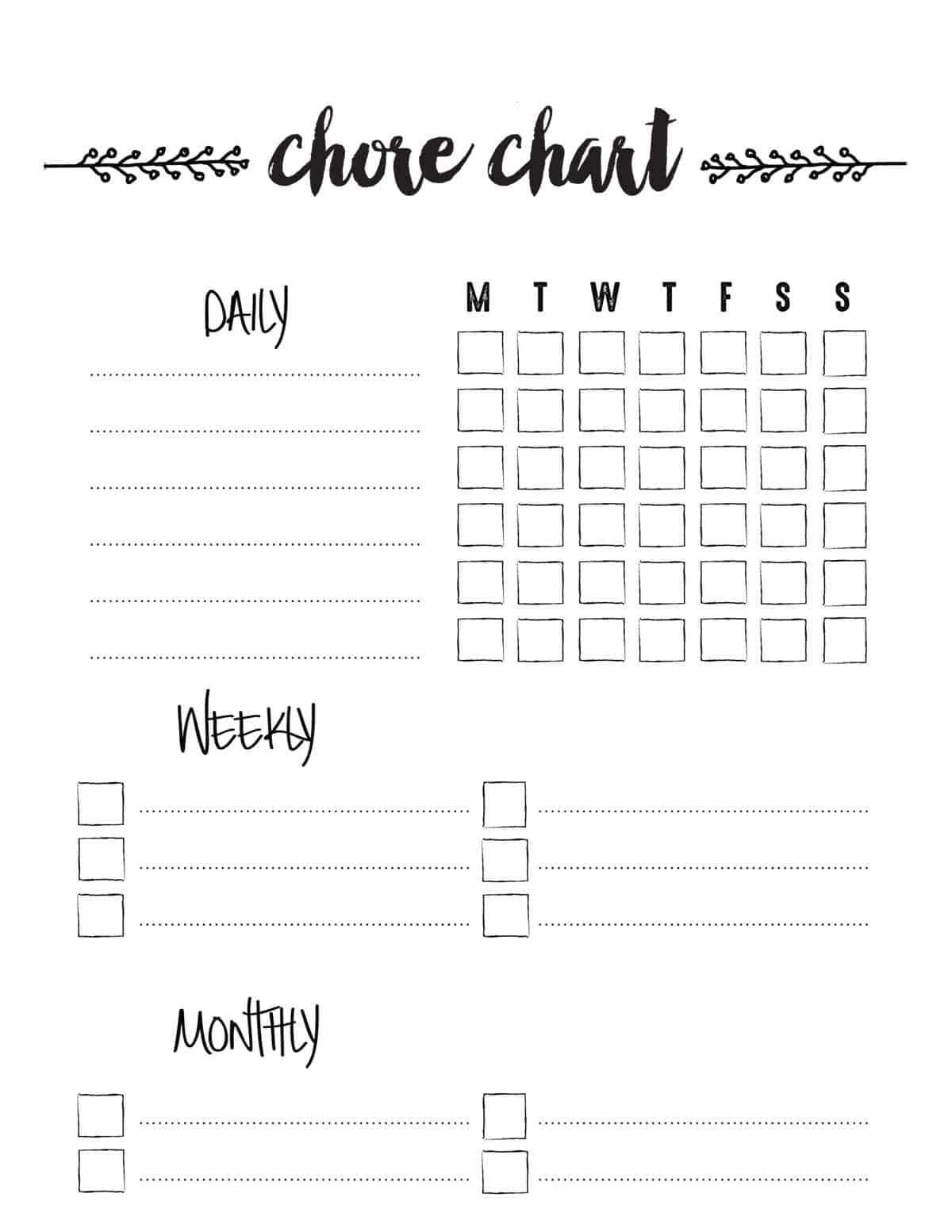 pdf free printable chore charts