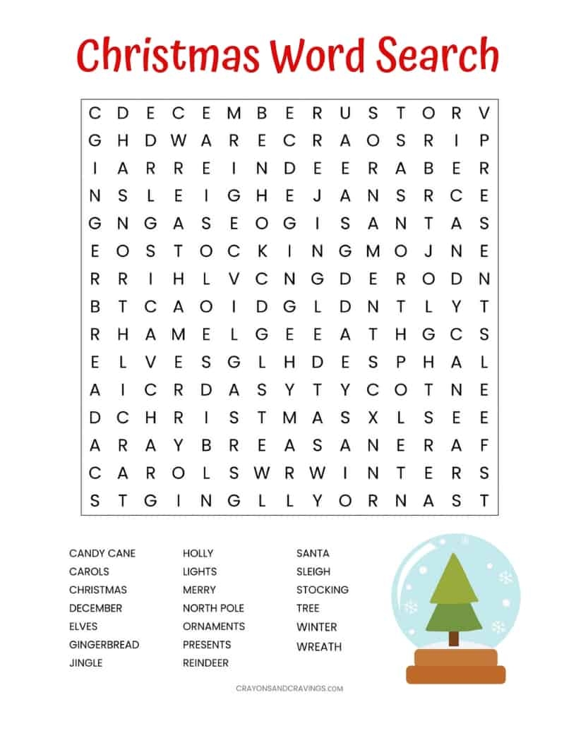 holiday word search puzzles