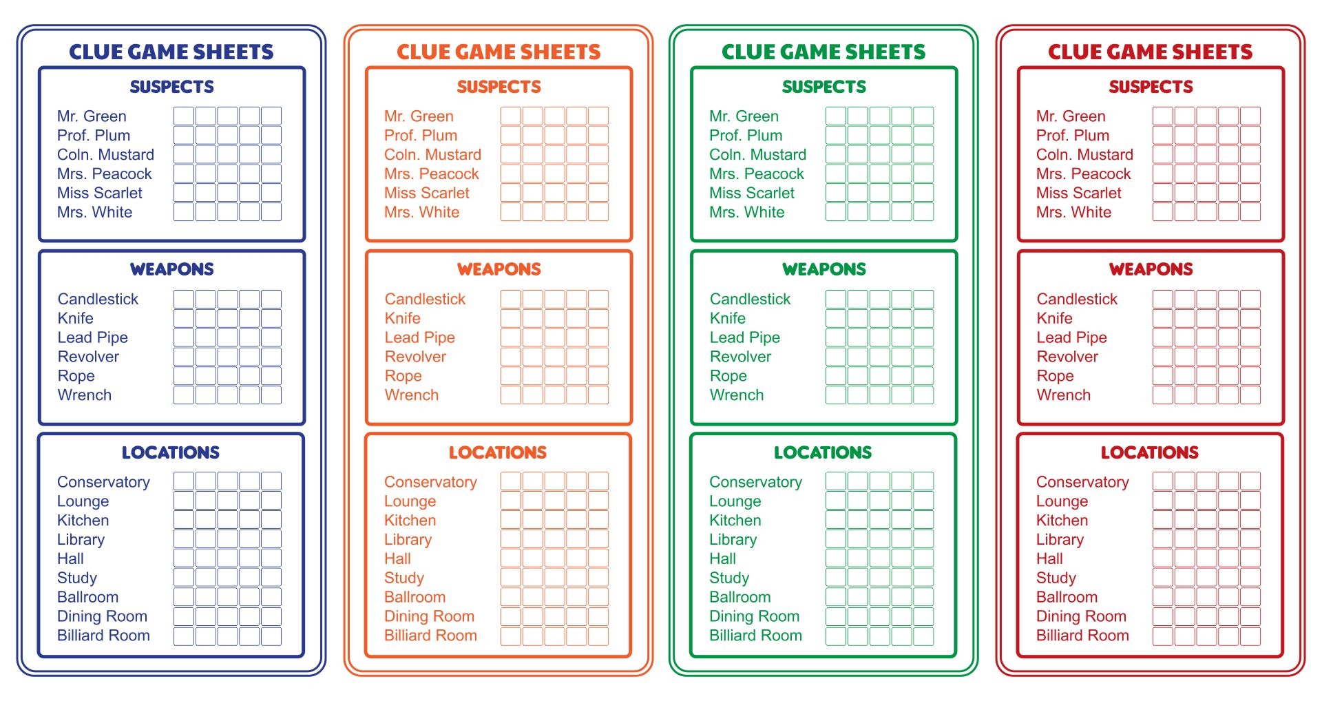 free printable clue score sheet pdf