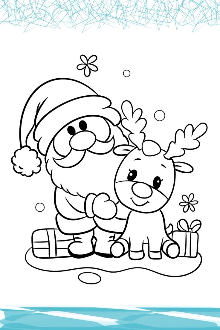 santa and reindeer coloring pages