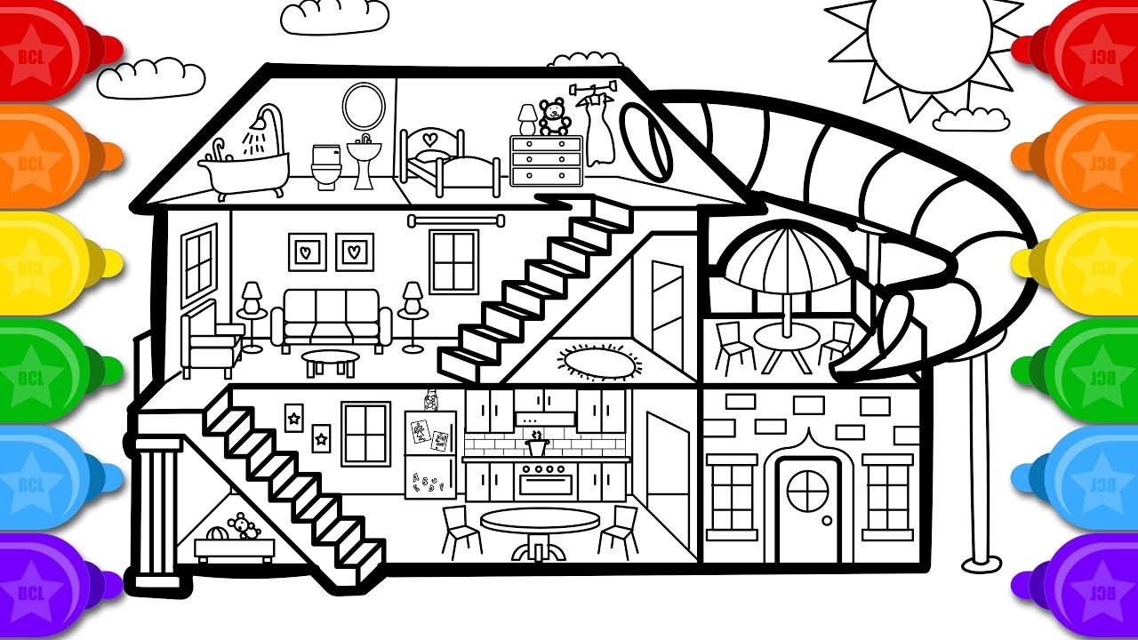  Coloring A Dollhouse With Glitter Paint Learn Colors For Kids Birthday Candyland 4K YouTube