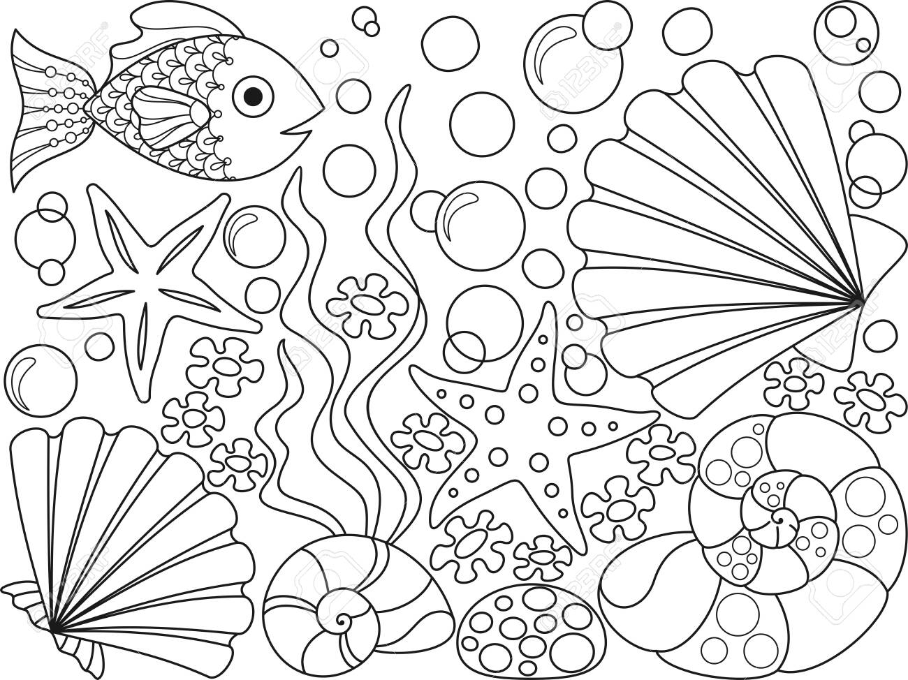 sea shells coloring pages