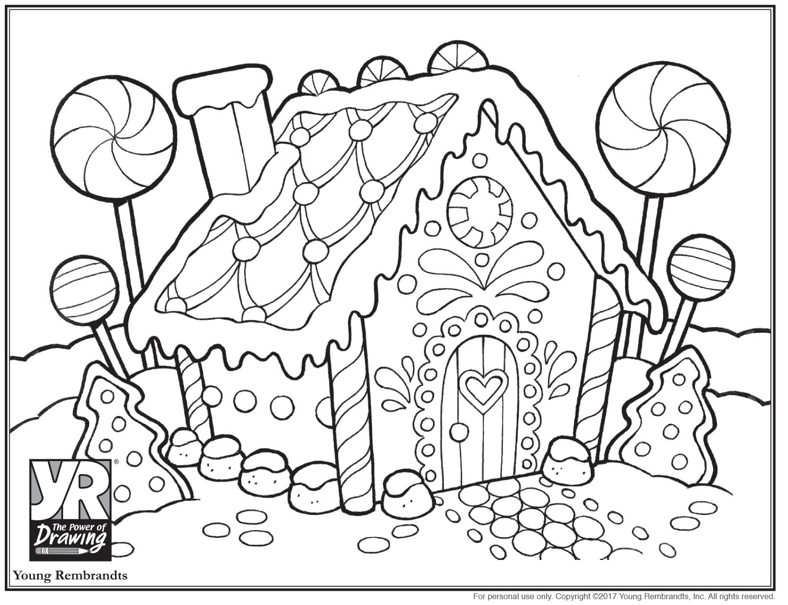 Colour In Gingerbread House Gingerbread House Coloring Page Young Rembrandts Shop