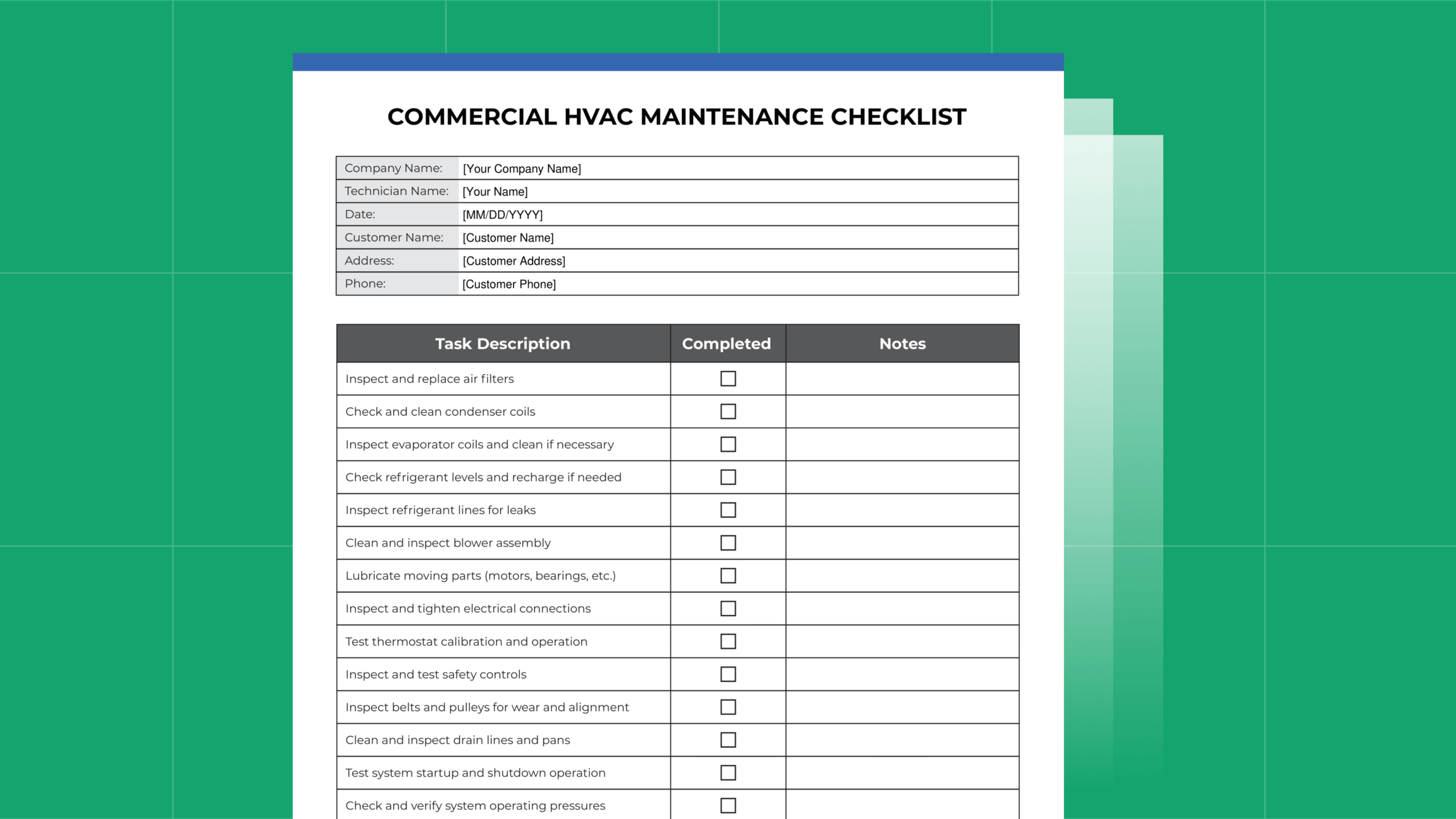 printable hvac maintenance checklist pdf