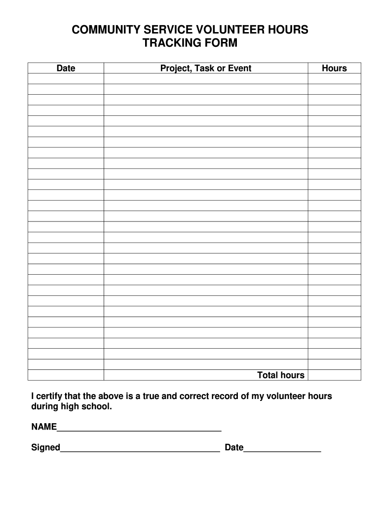printable community service forms pdf