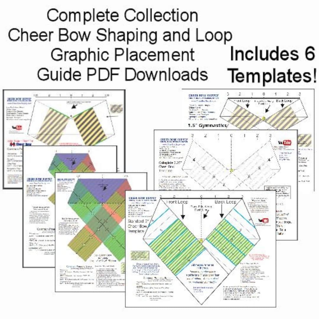 Complete Set Of Printable Cheer Bow Template And Loop Graphic Placement Guide PDF Downloads 6 Bow Styles Etsy Finland