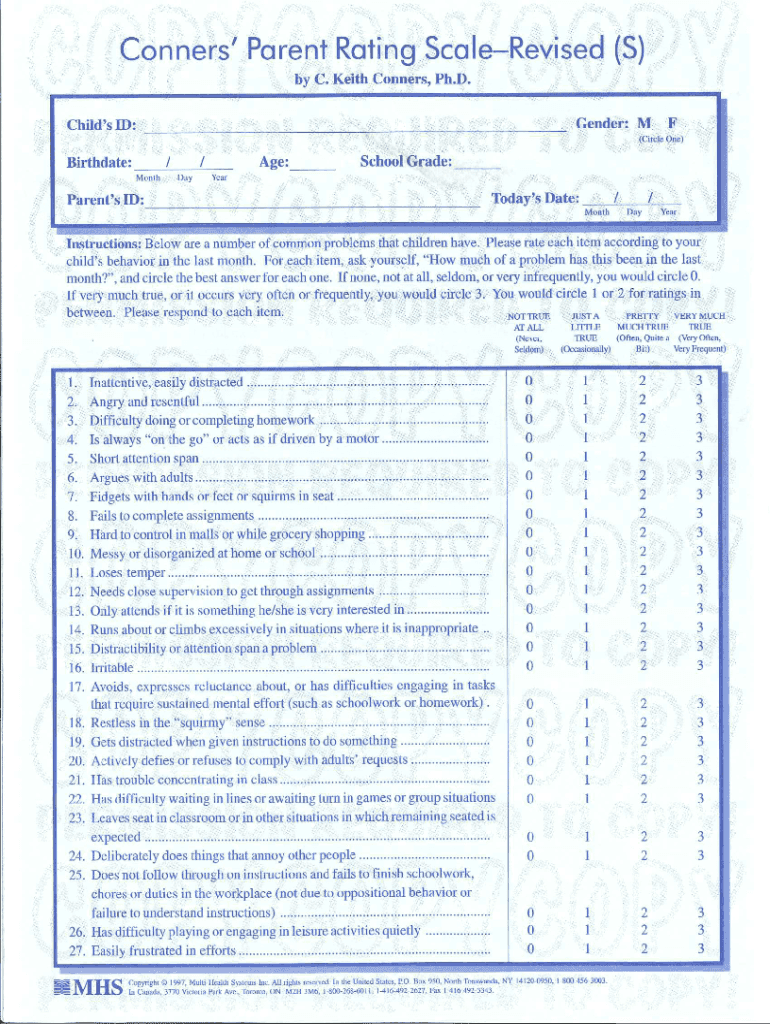 Conners Rating Scale Pdf Scoring Fill Out Sign Online DocHub