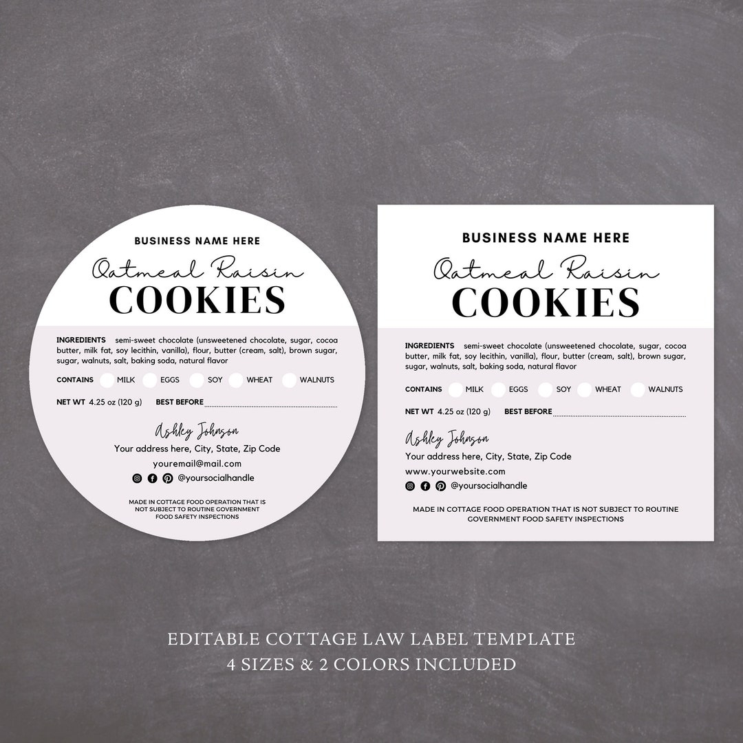 printable cottage food label template