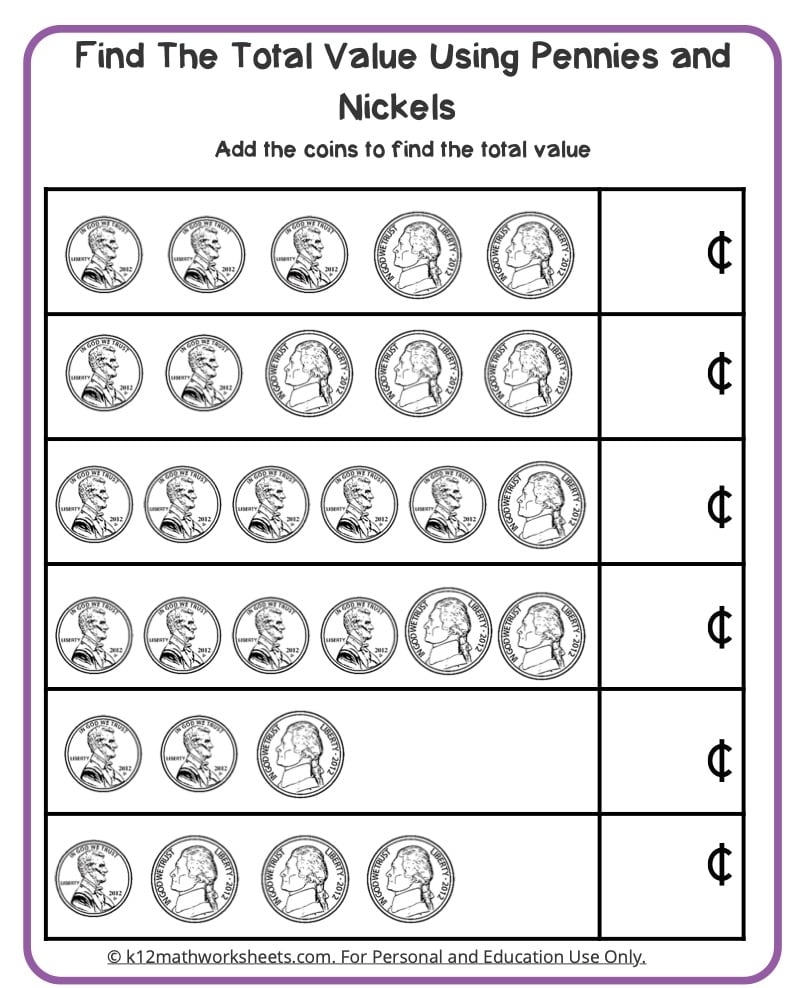 Counting Money Worksheets