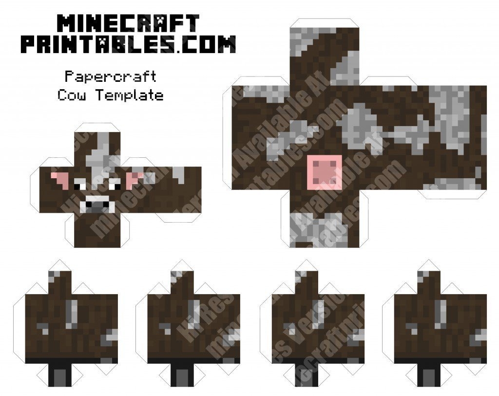 Cow Printable Minecraft Cow Papercraft Template