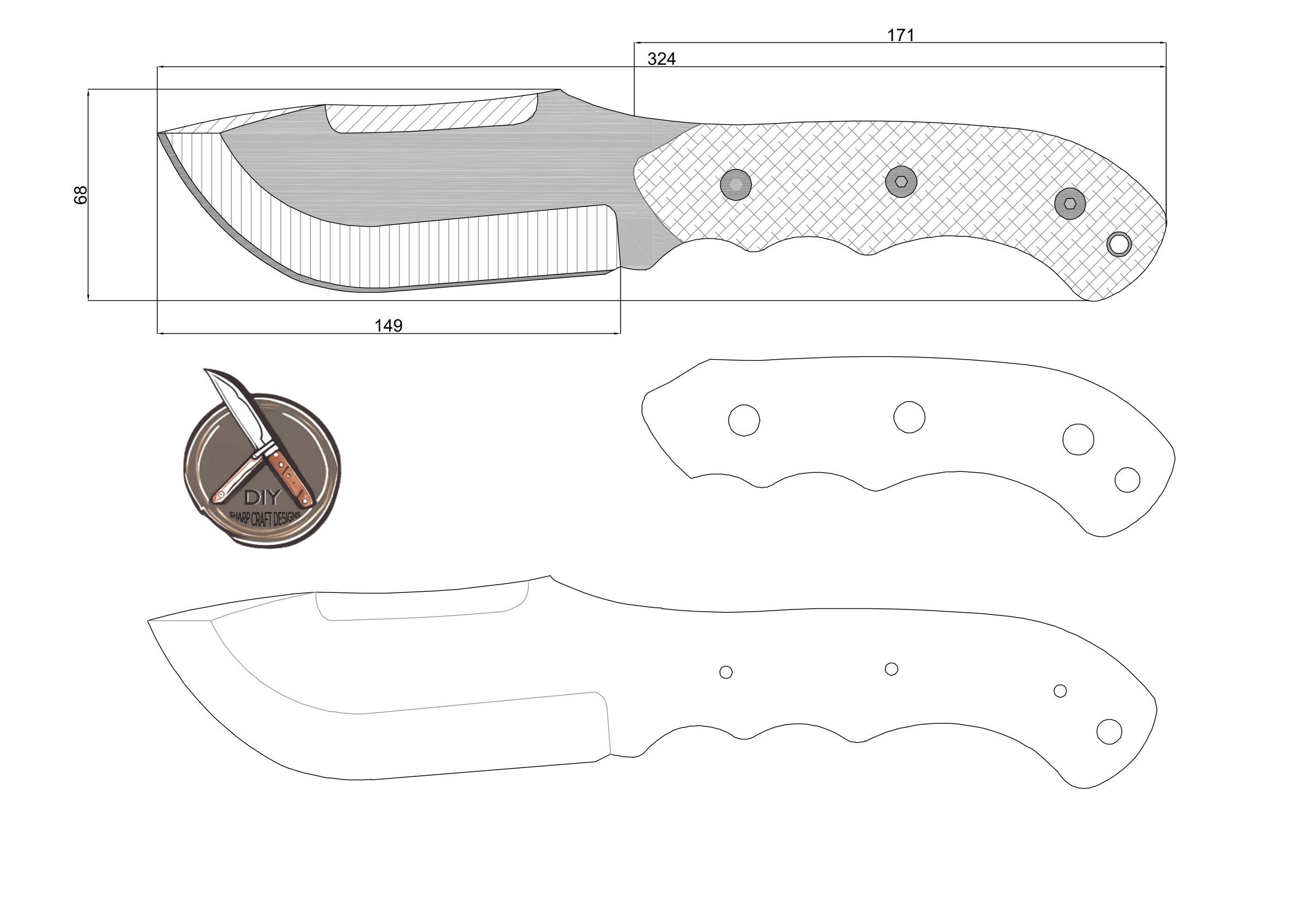 Custom Cleaver Knife Template For DIY Enthusiasts Pdf DXF DWG Files Included Etsy