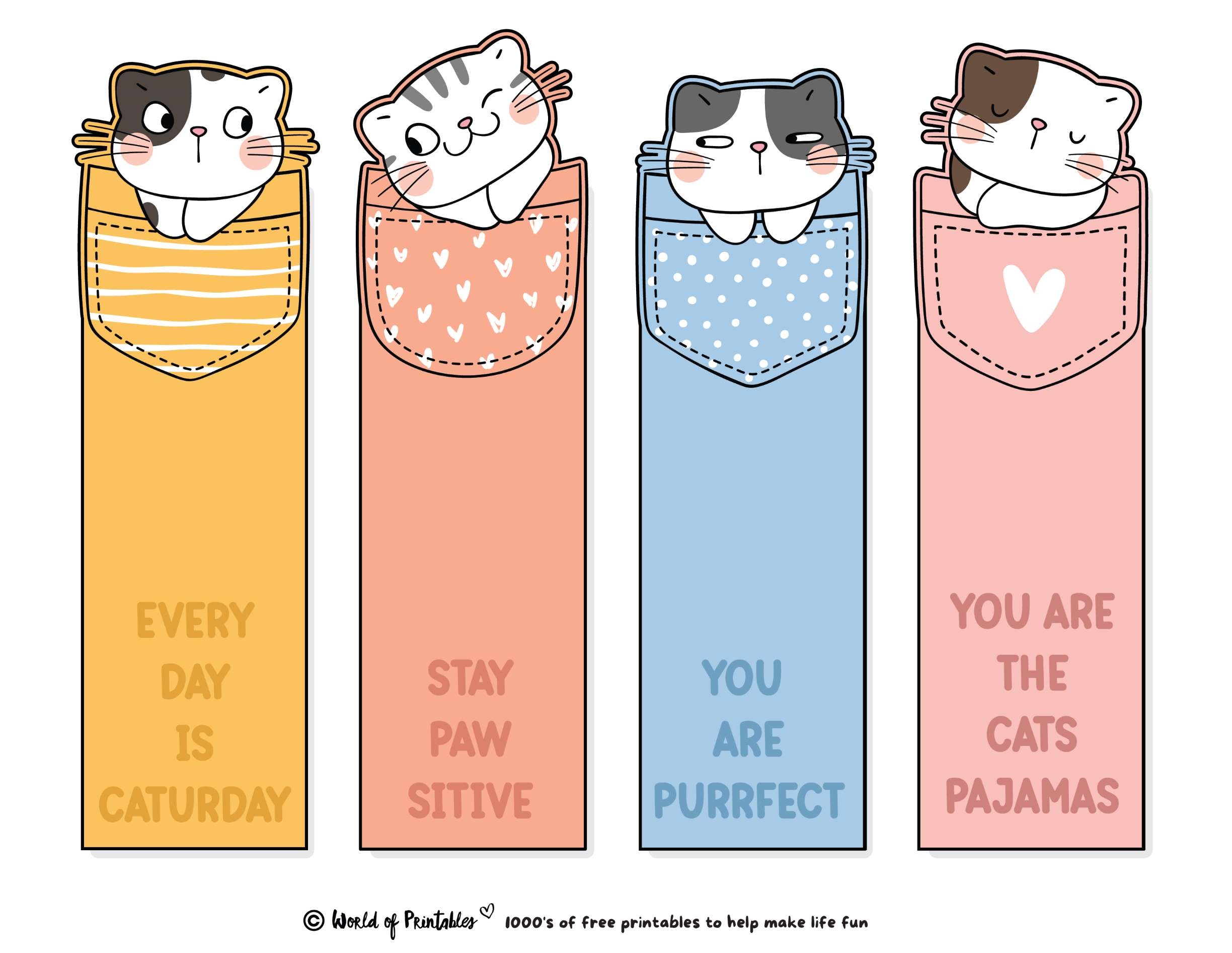 bookmark printable free cat