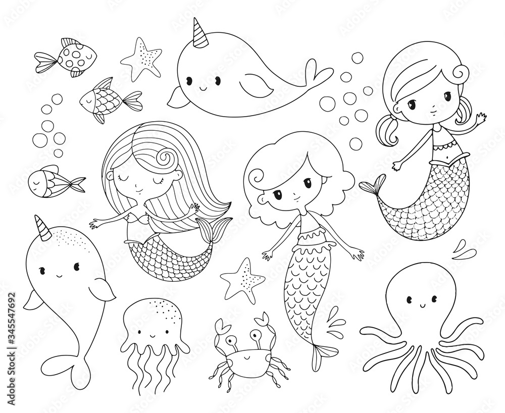 cute mermaid coloring pages