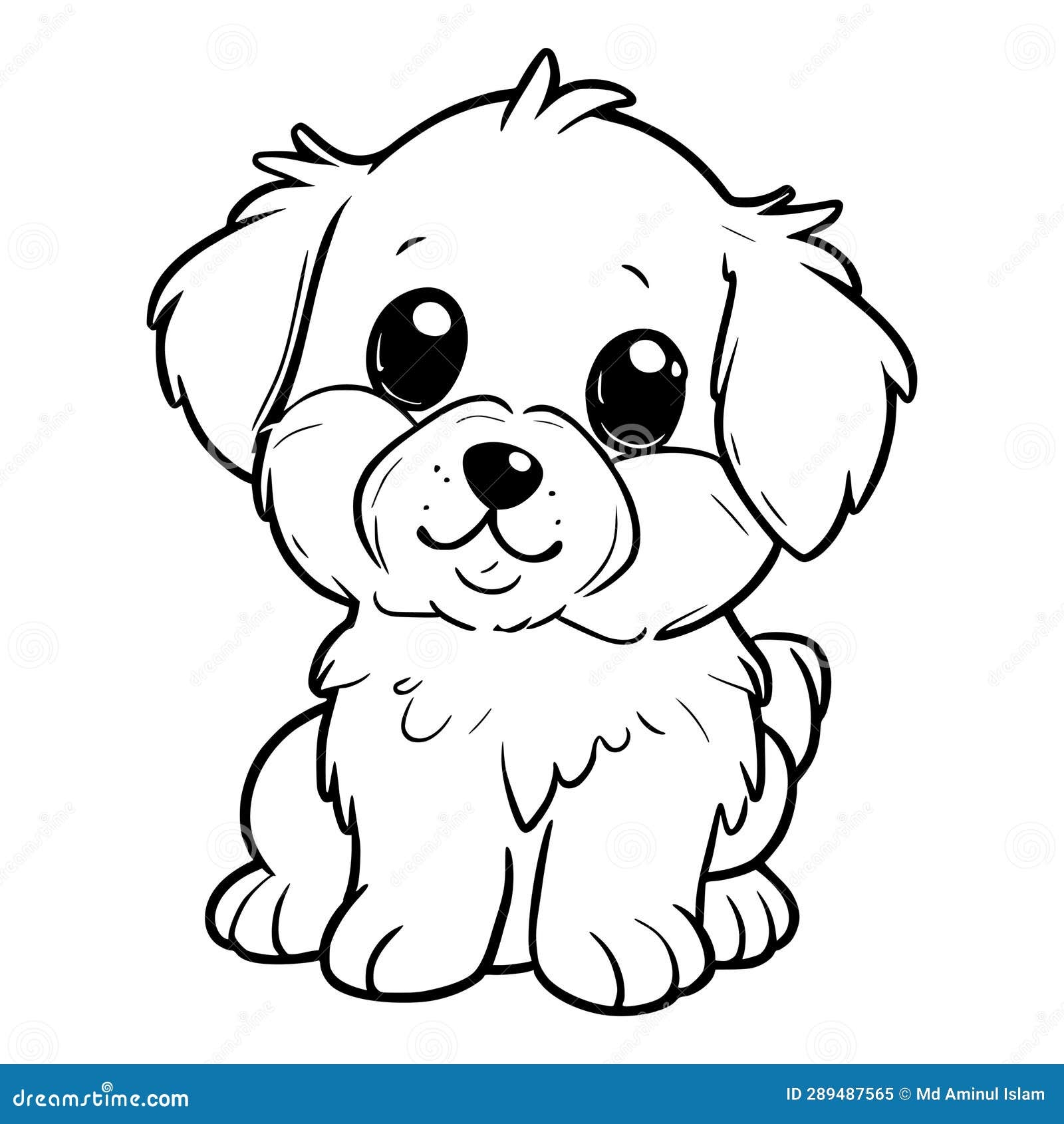 Cute Puppy Coloring Pages For Kids And Toddlers Stock Vector Illustration Of Toddlers Colouring 289487565