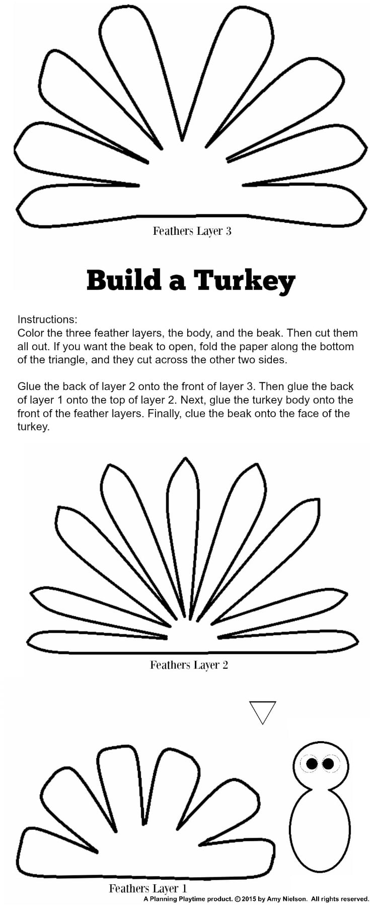 Cute Turkey Craft W FREE Printable Template Planning Playtime