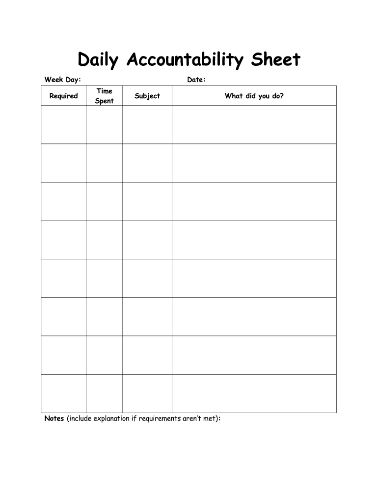 Daily Accountability Sheet Form Fill Online Printable Fillable Blank PdfFiller