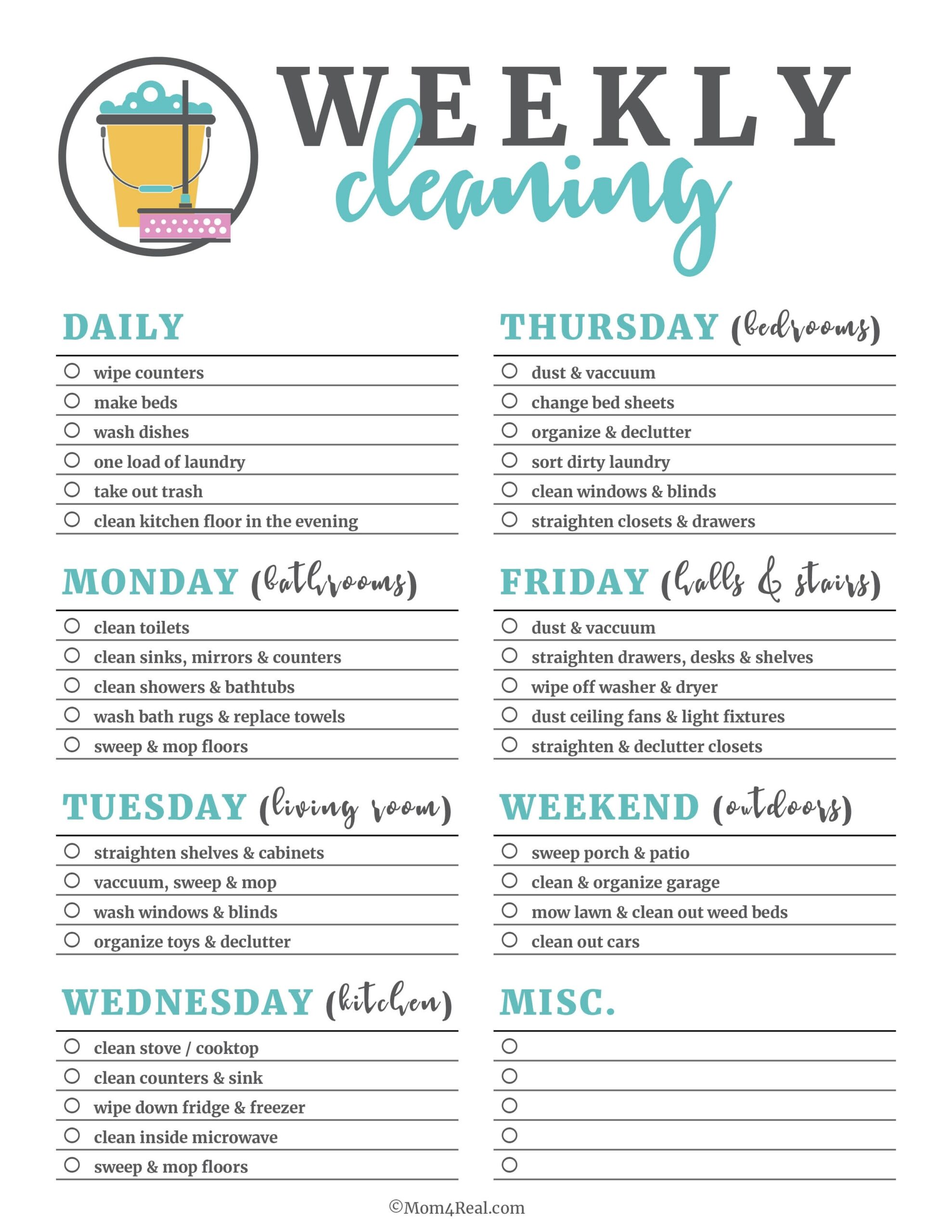free printable cleaning checklist pdf