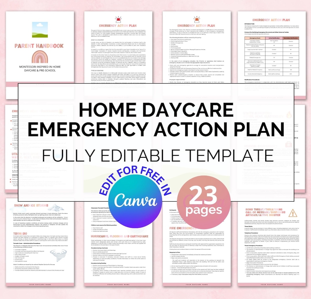 Daycare Emergency Plan Childcare Emergency Plan Template Emergency Plan Of Action Emergency Plan Evacuation Emergency Preparedness Etsy Israel
