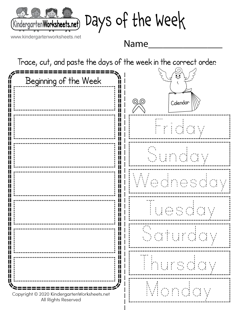 days of the week printable pdf