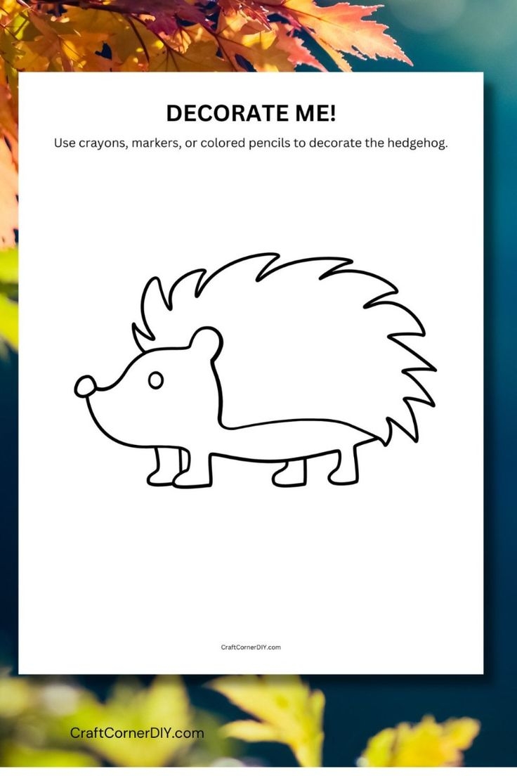 Decorate The Hedgehog Craft Free Printable Hedgehog Template
