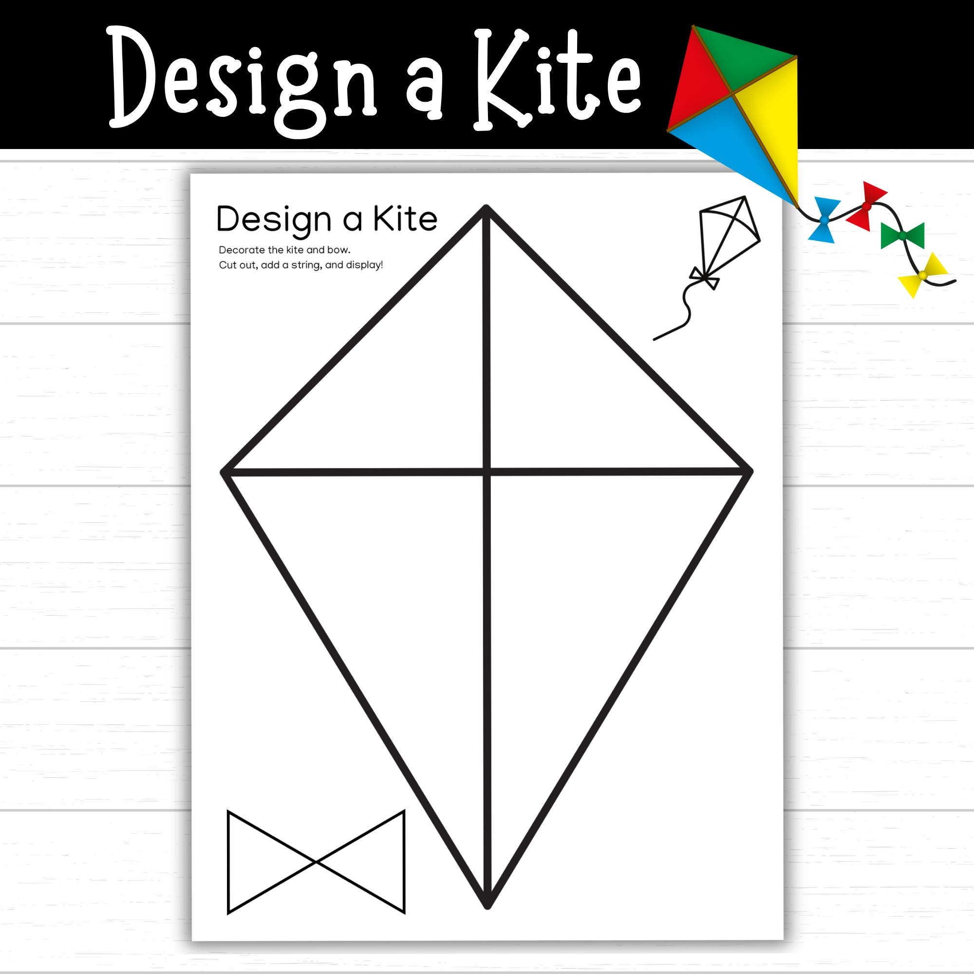 Design A Kite Printable Decorate A Kite Kite Craft Spring Kite Activity For Kids Kite Template Kite Coloring Page Build A Kite PDF Etsy