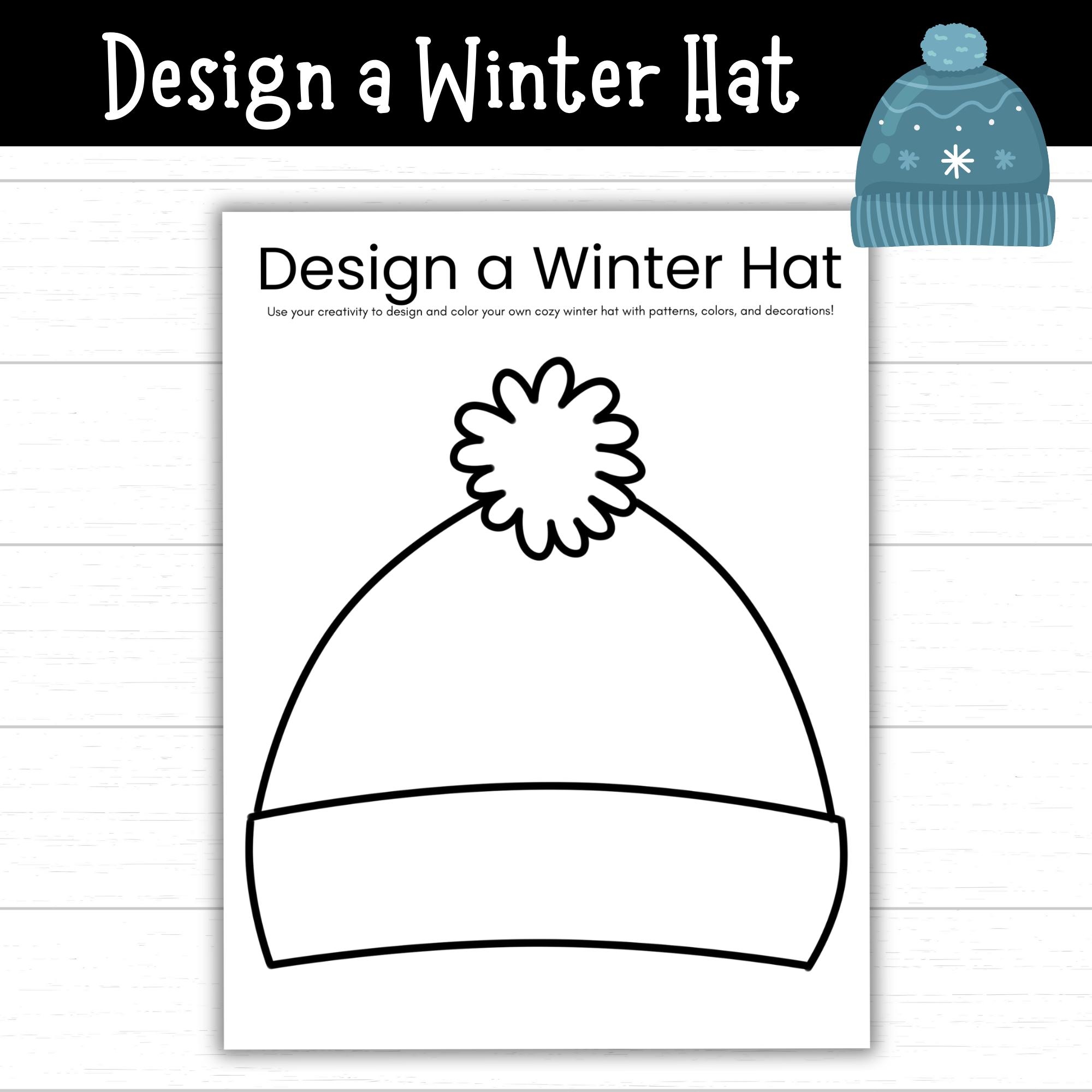 Design A Winter Hat Printable Winter Activities Winter Hat Template Winter Coloring Page Printable Winter Hat Craft Winter Printables Etsy Israel