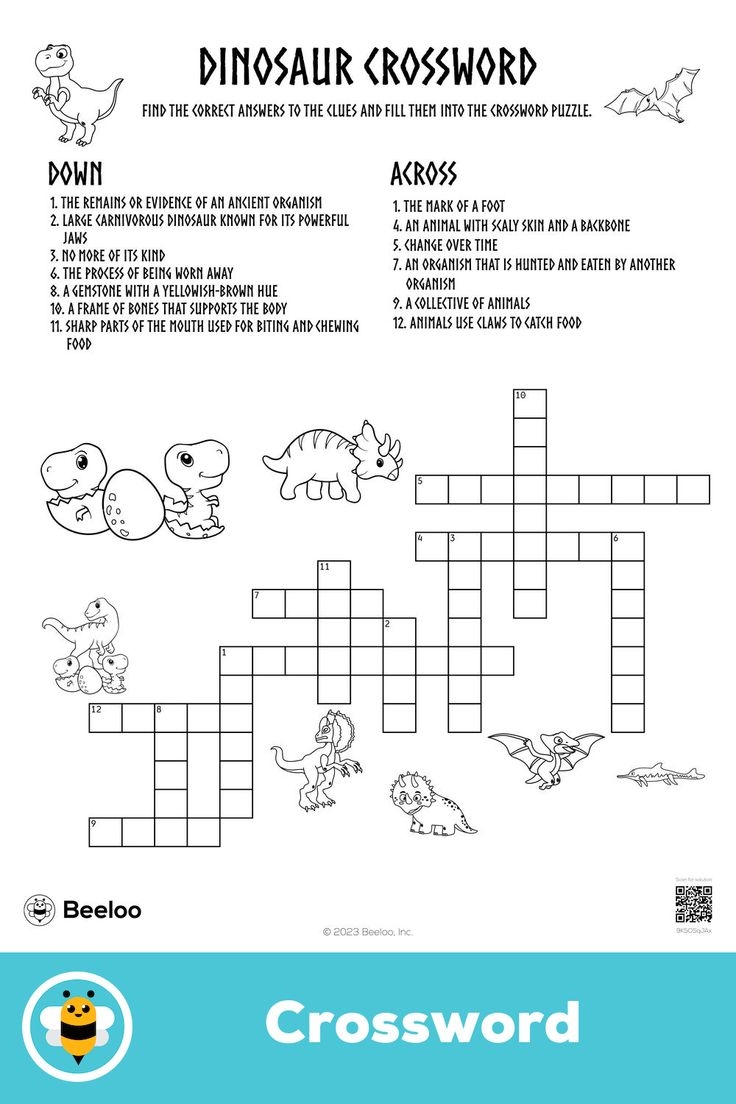 dinosaur crossword printables