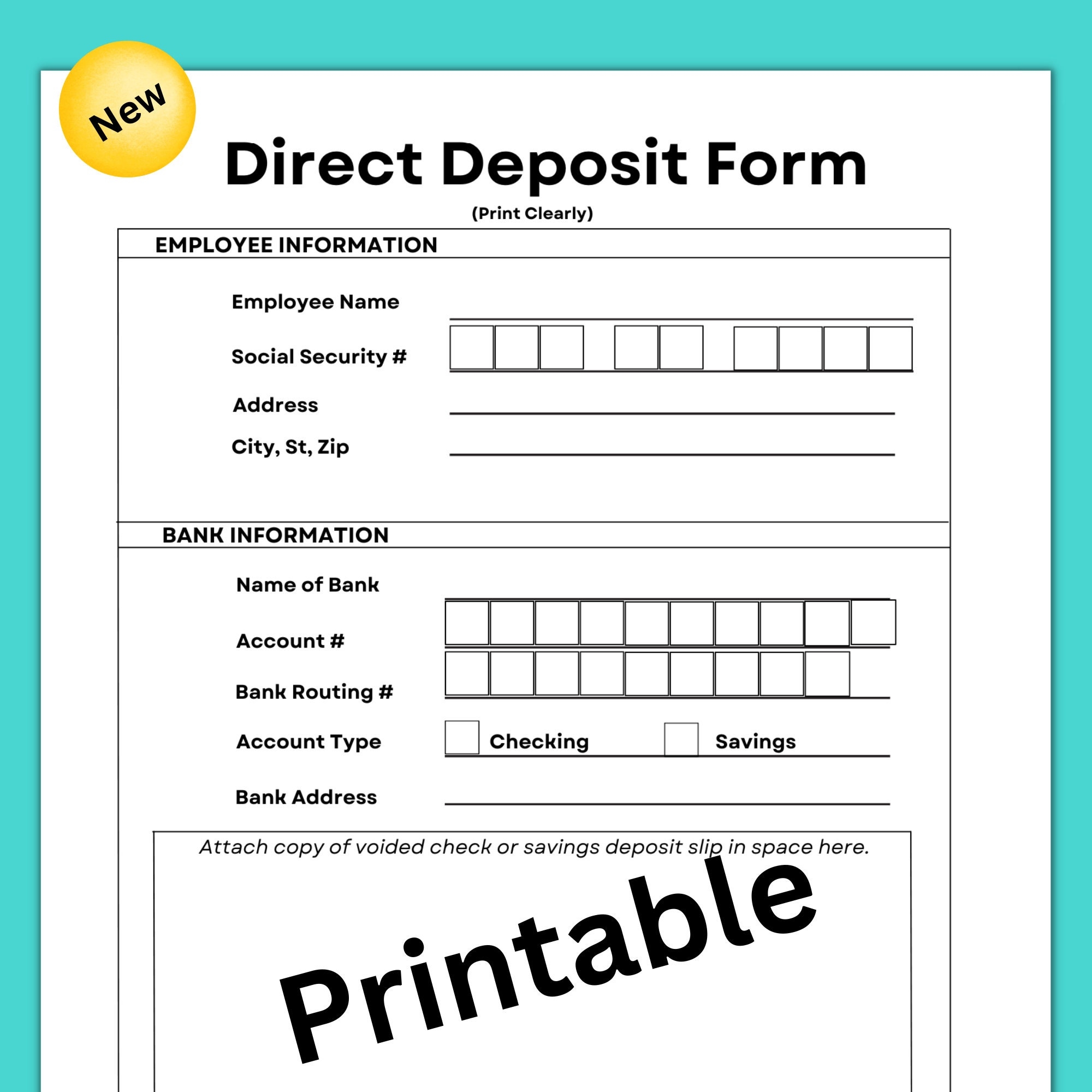 Direct Deposit Form Direct Deposit Authorization Form Small Business Form Payroll Deposit New Hire Document ACH Direct Deposit Form Etsy Israel