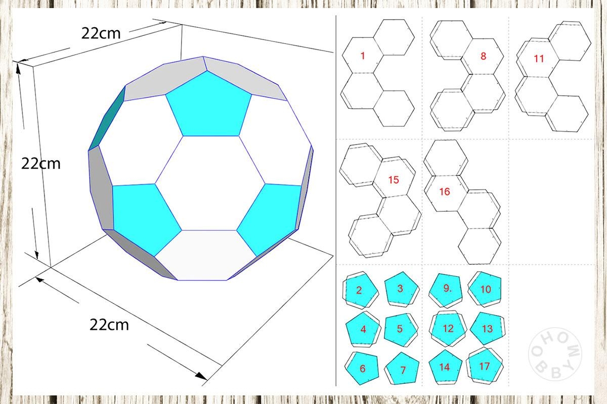 DIY Paper Soccer Ball 3D Papercraft Template PDF HOBBYMO