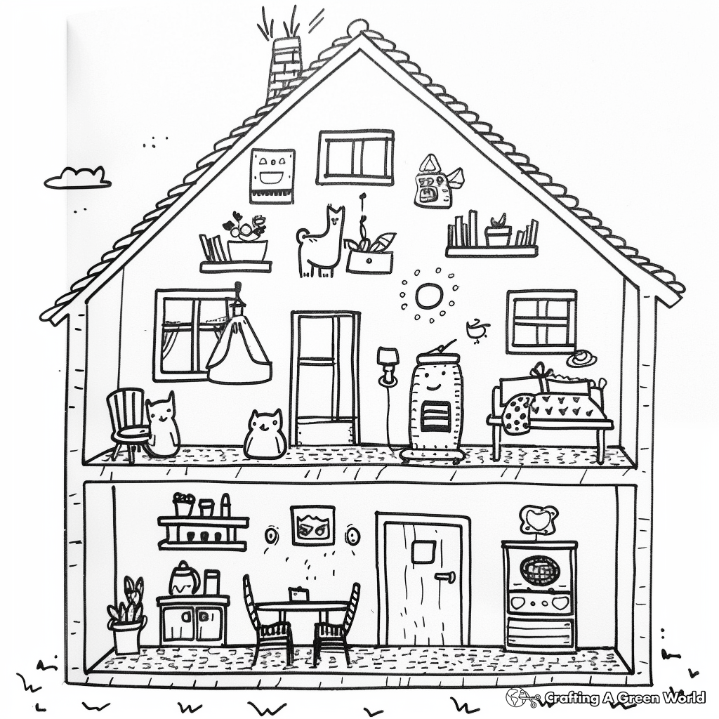 Doll House Coloring Pages Free Printable 