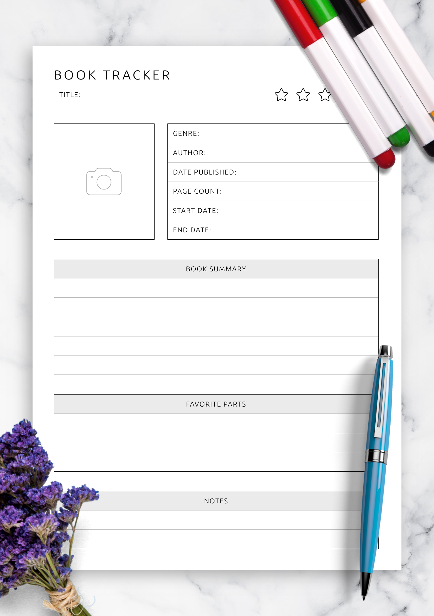 template book tracker printable