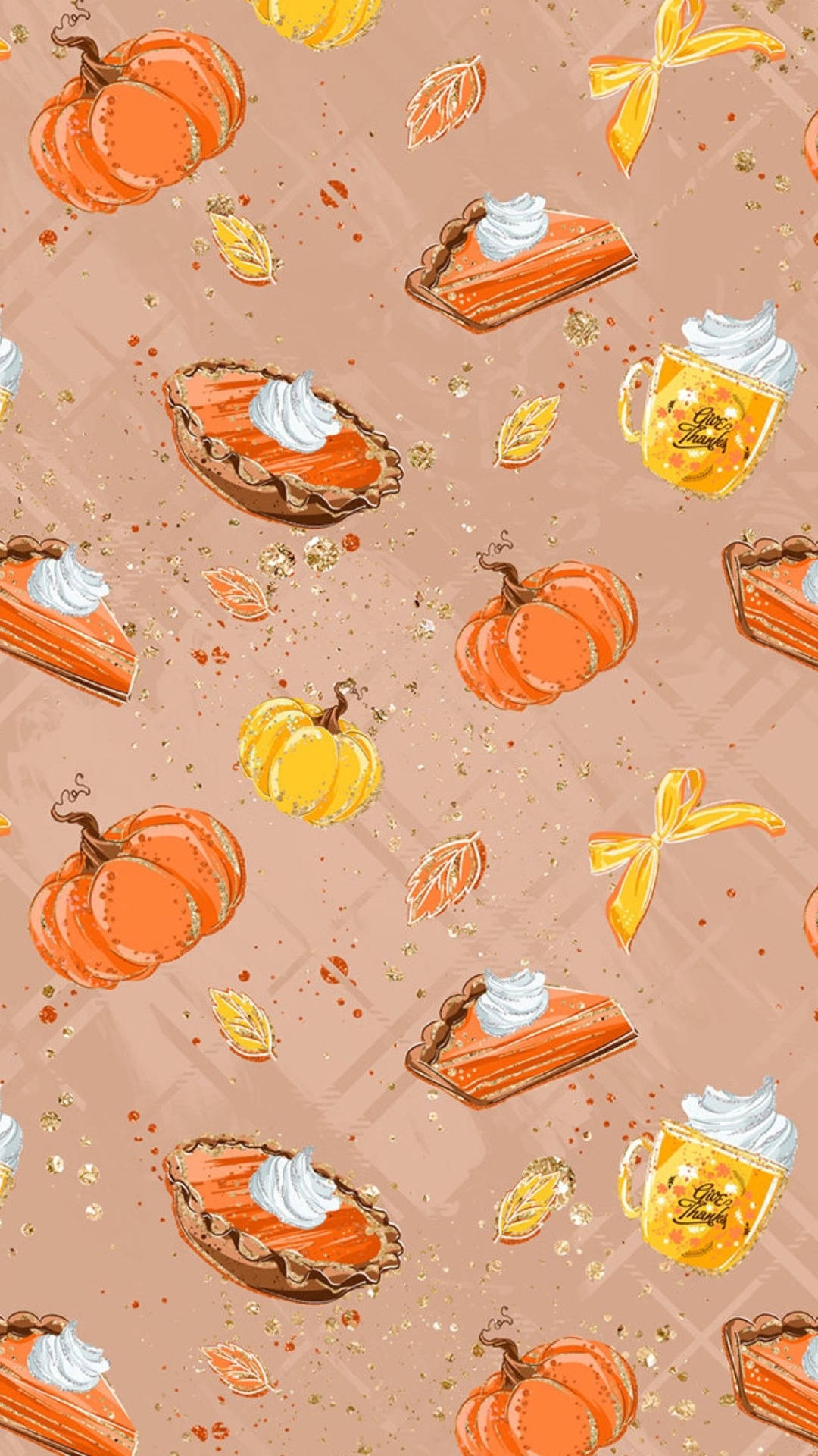 Download Thanksgiving Aesthetic Pumpkin Pie Pattern Wallpaper Wallpapers 