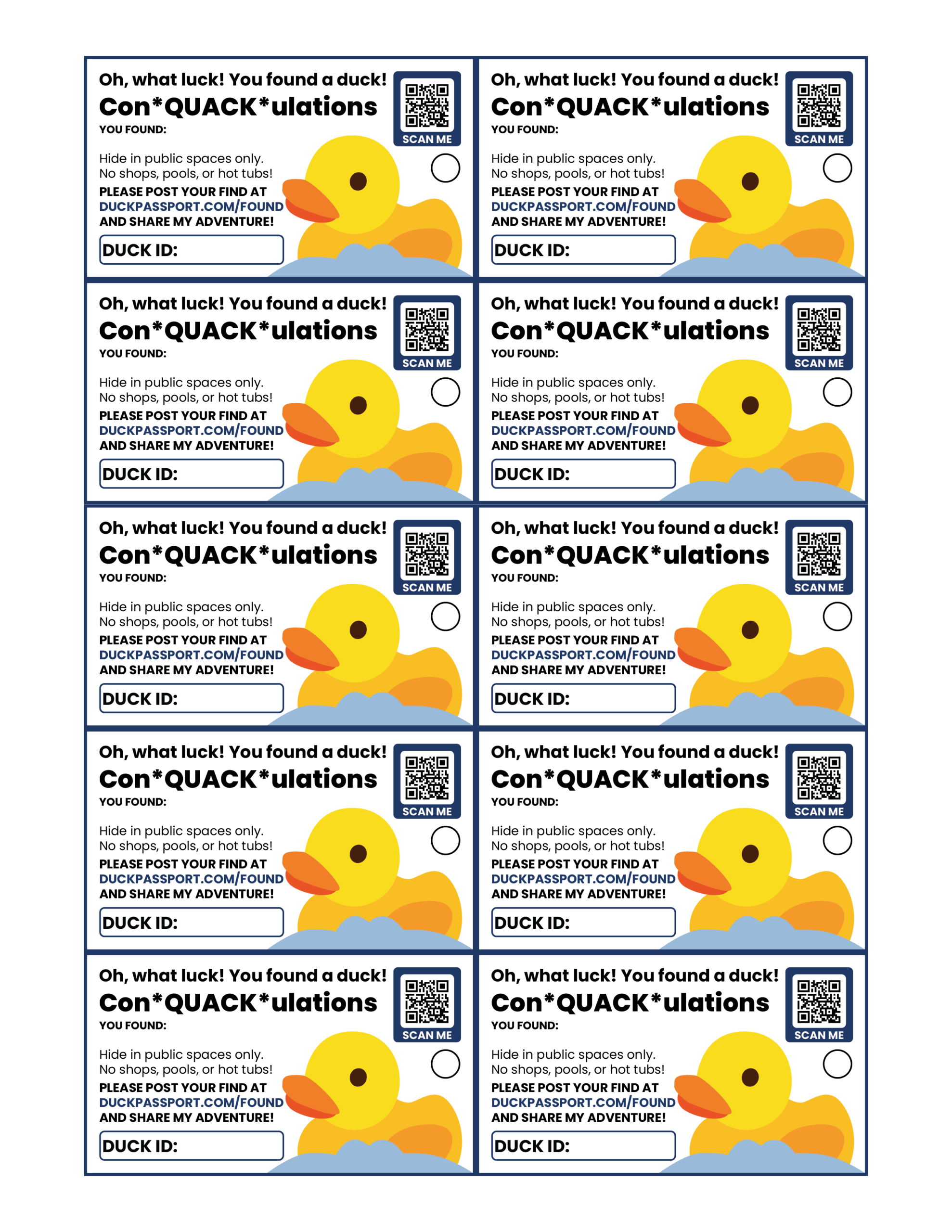 Duck Passport Tag Templates