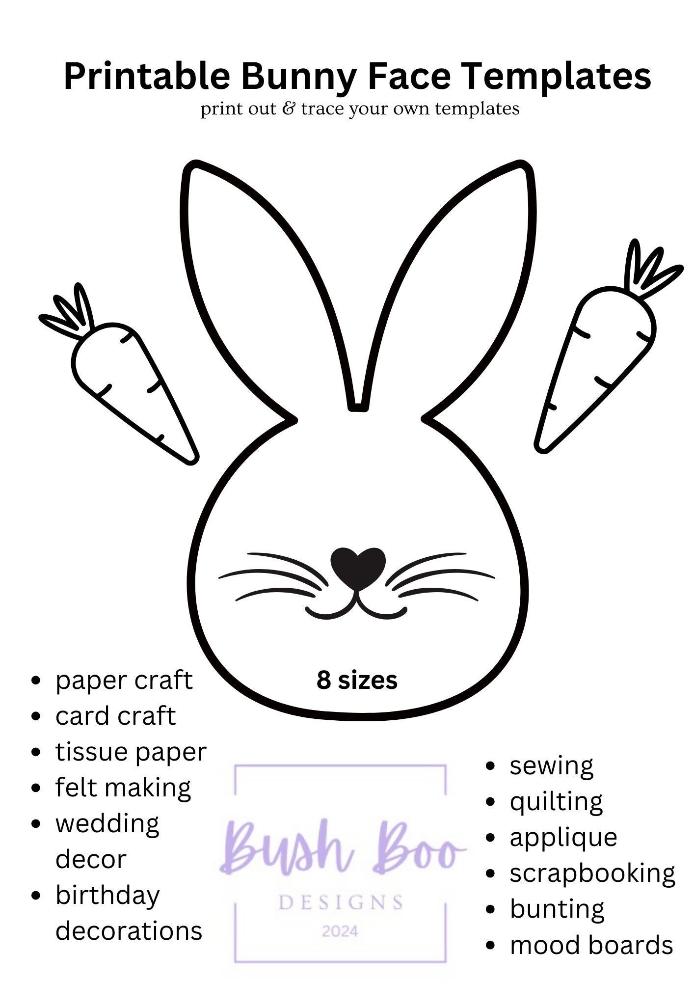 Easter Bunny Face Templates Papercraft Project PDF Download Etsy